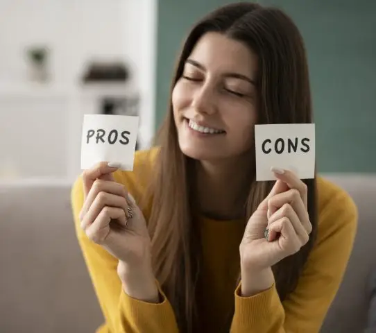 girl weighing the pros and cons