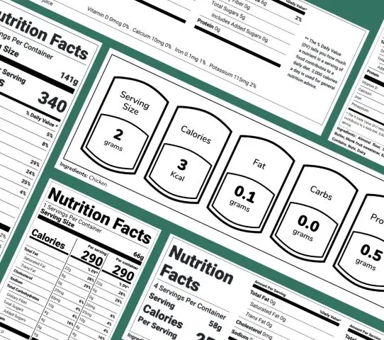 different formats of nutrition facts labels