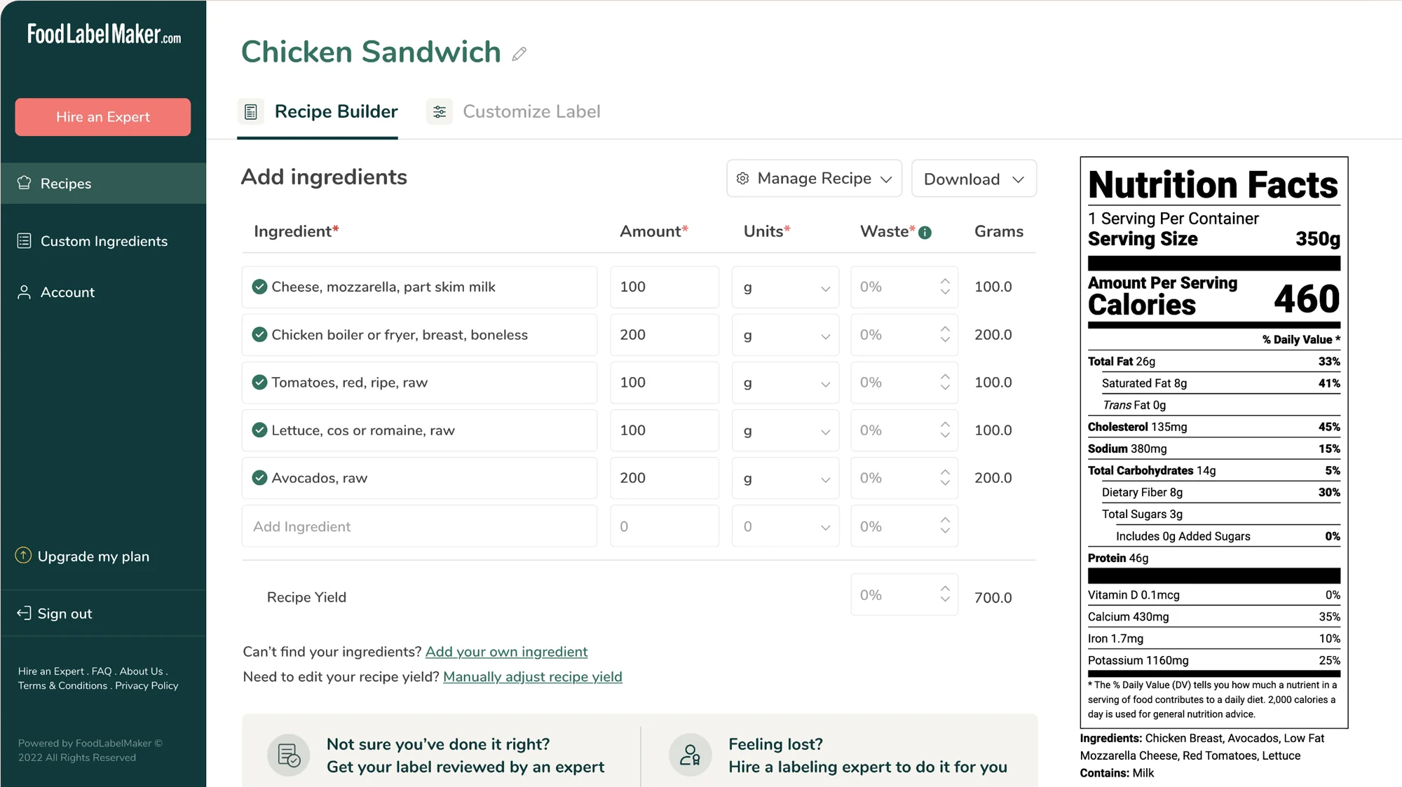 A screenshot of the label maker app dashboard.